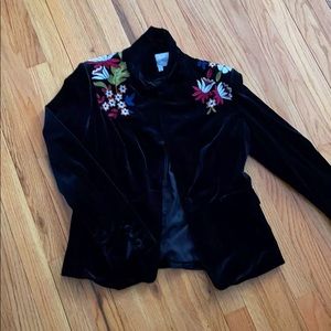 NWOT LUCY PARIS VELVET EMBROIDERED BLAZER SIZE S🖤